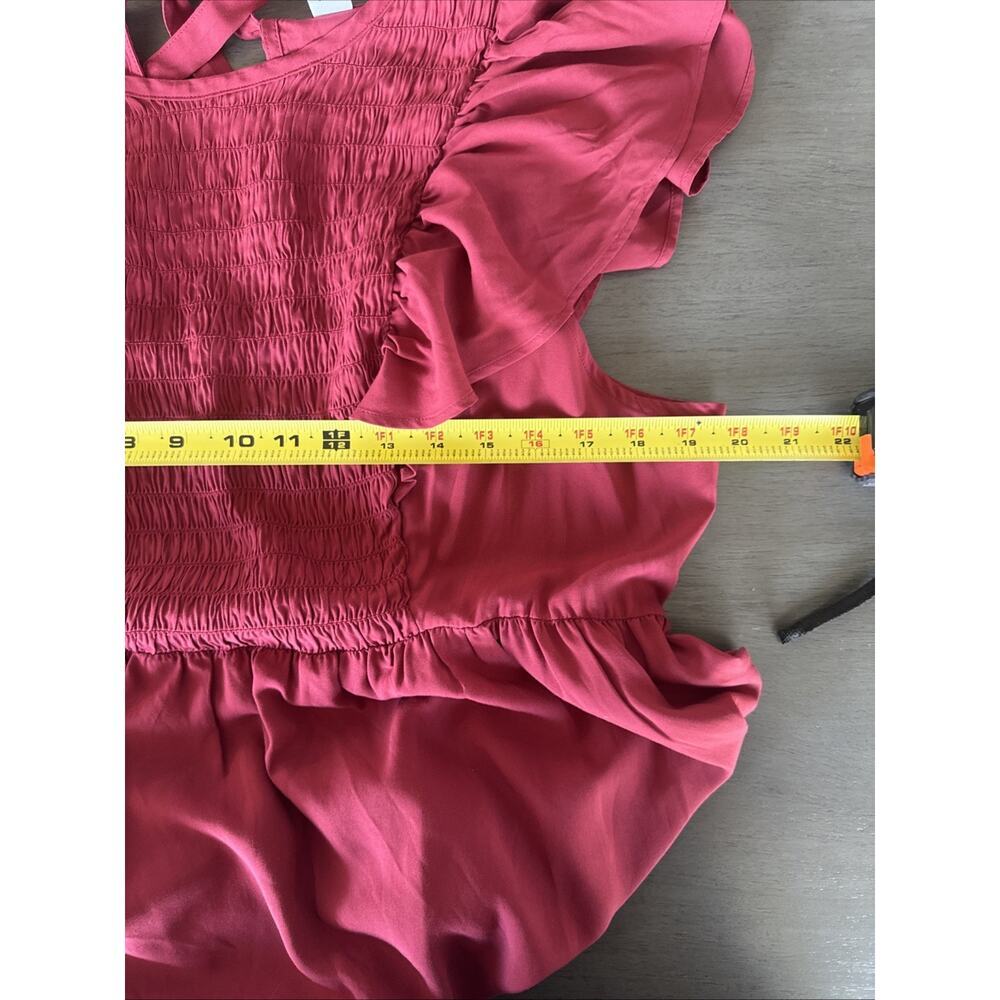 Old Navy Tiered Cottage Sundress Womens XL Rust Red Smocked Peasant Boho Midi - Picture 10 of 11